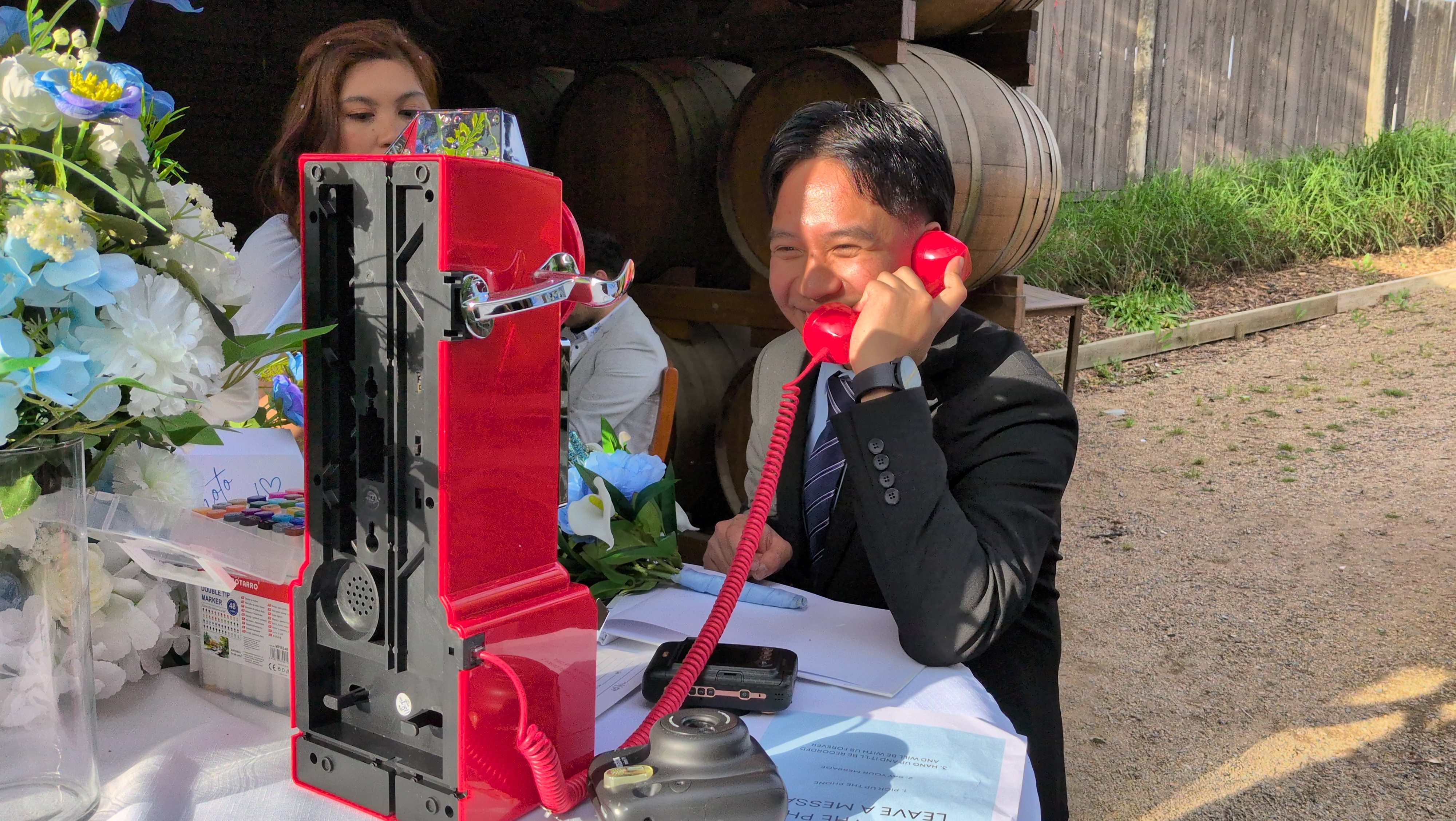 Vintage phone guestbook at winery event